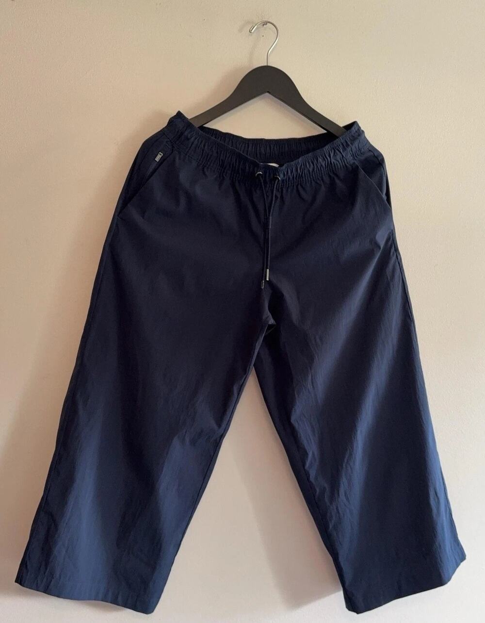 Athleta Pants Womens S Petite Blue Cropped Wide Leg Elastic Waist Travel Hiking